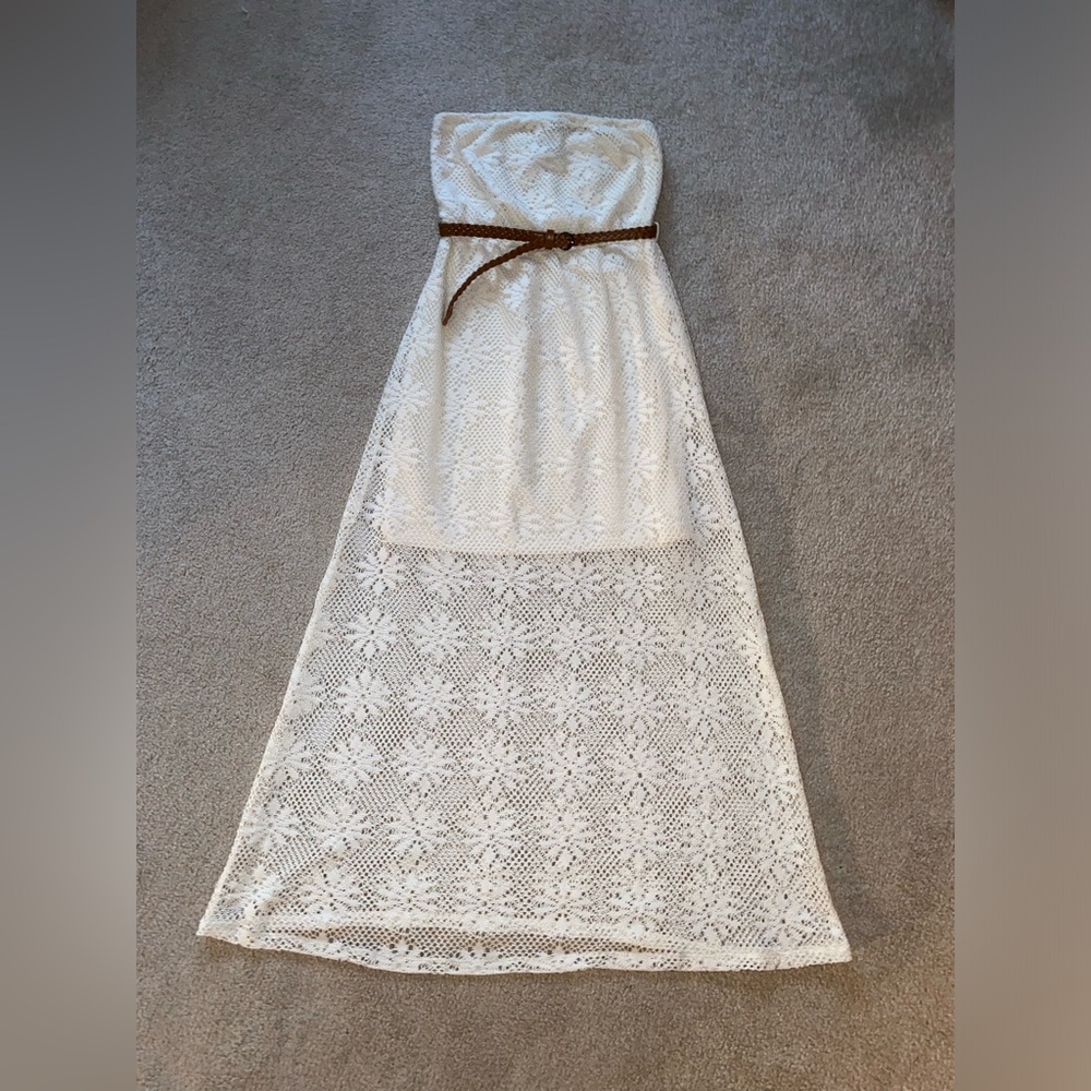 Women’s Rue 21 White Floral Lace Strapless Dress - Size M